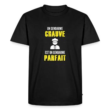 un gendarme chauve est un gendarme parfait - T-shirt Premium bio Homme - noir - Devant - Nico (187cm)