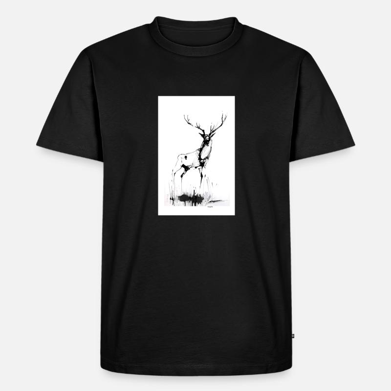 Der Hirsch - Männer Premium Bio T-Shirt - Schwarz