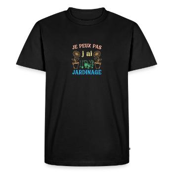 J peux pas j ai Jardinage - T-shirt Premium bio Homme - noir - Devant - Nico (187cm)
