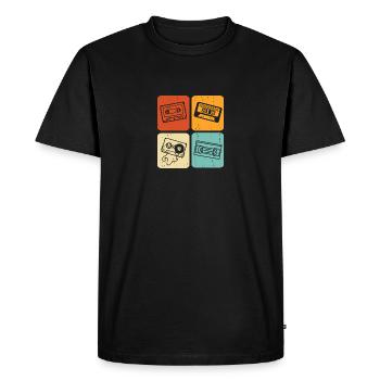 Oldschool costume with retro cassette - Men's Premium Organic T-Shirt - black - Front - Nico (187cm)
