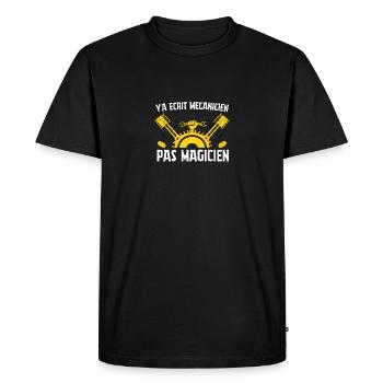 It says mechanic not magician - Men's Premium Organic T-Shirt - black - Front - Nico (187cm)