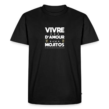 Vivre d'amour et de Mojitos - T-shirt Premium bio Homme - noir - Devant - Nico (187cm)