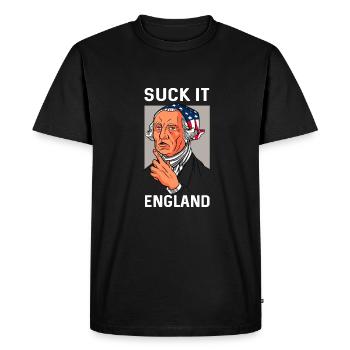 Suck-It England Funny 4 juillet George Washington - T-shirt Premium bio Homme - noir - Devant - Nico (187cm)