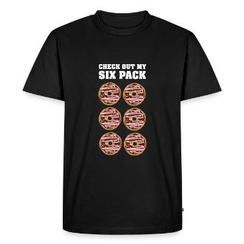 Funny Workout | Check Out My Six Pack | Donuts - Men's Premium Organic T-Shirt - black - Front - Nico (187cm)