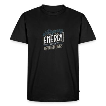 Aligning My Energy With Deviled Eggs Humor - Men's Premium Organic T-Shirt - black - Front - Nico (187cm)