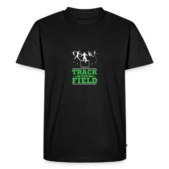 Course d’athlétisme et coureur d’athlétisme - T-shirt Premium bio Homme - noir - Devant - Nico (187cm)