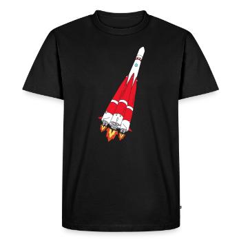Fusée avec poussée - peinte à la main - T-shirt Premium bio Homme - noir - Devant - Nico (187cm)