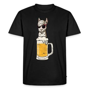 Alpaca Lama Beer Beer Lovers Gift - Men's Premium Organic T-Shirt - black - Front - Nico (187cm)