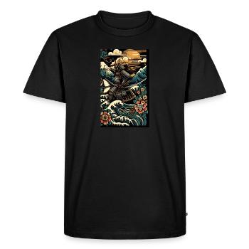 Guerrier samouraï japonais Mokuhaga - T-shirt Premium bio Homme - noir - Devant - Nico (187cm)