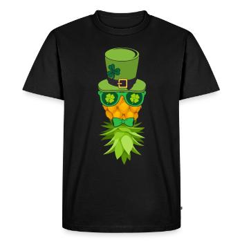 St. Patty Pineapple With Ivy Cap Shamrock - Men's Premium Organic T-Shirt - black - Front - Nico (187cm)