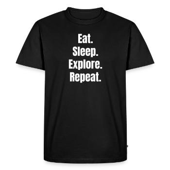Experience while hiking, camping, or sports - Men's Premium Organic T-Shirt - black - Front - Nico (187cm)