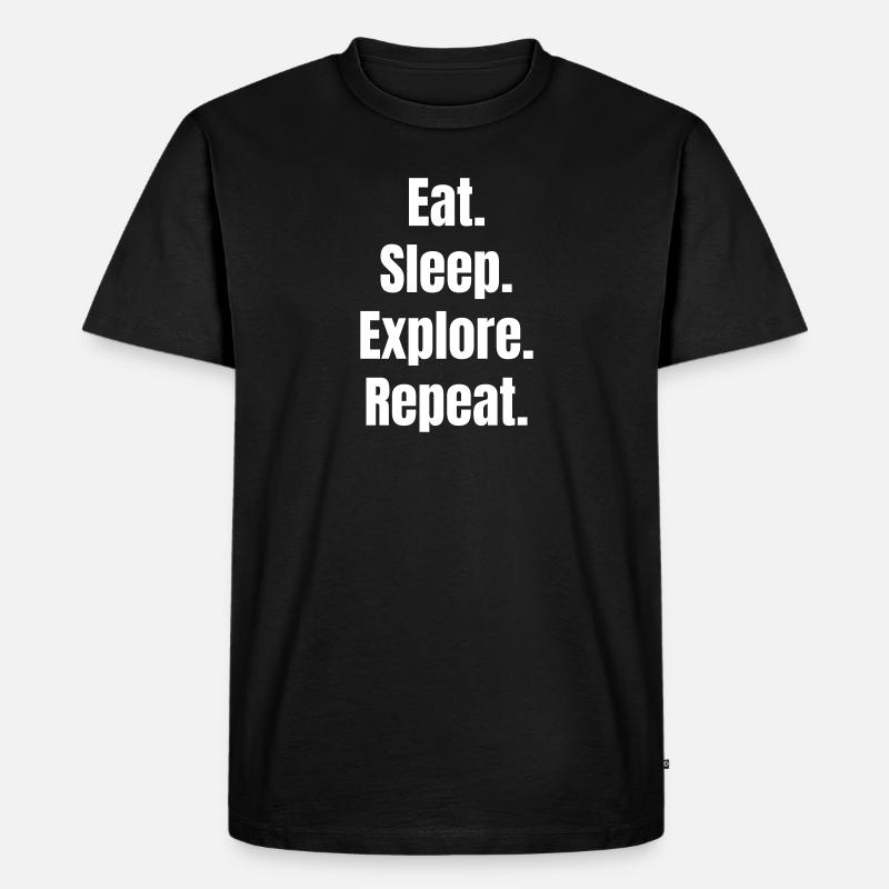 Entdeckung bei Wandern, Camping oder Sport - Männer Premium Bio T-Shirt - Schwarz