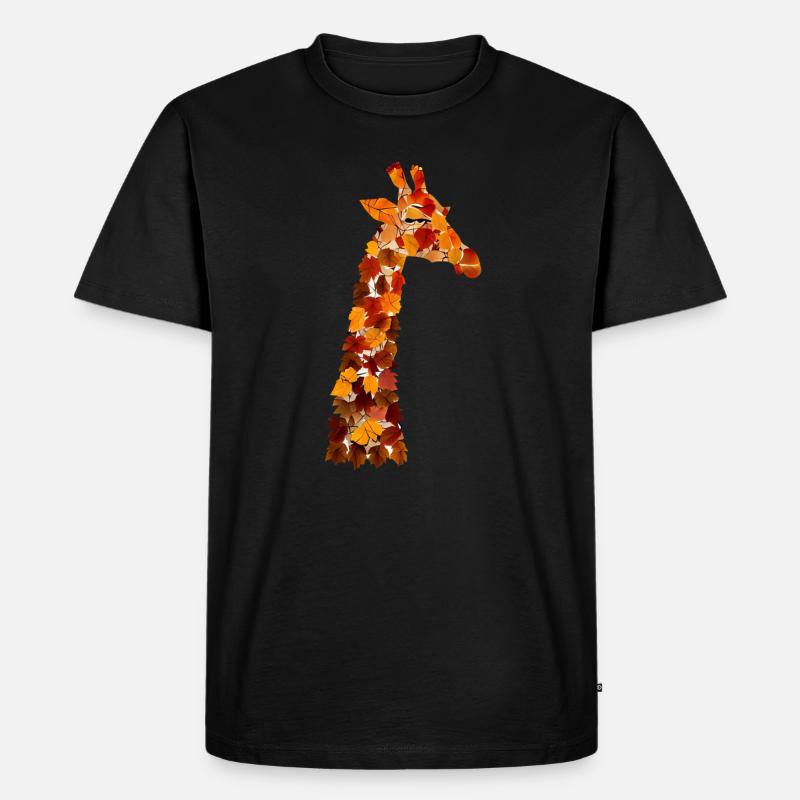 Herbst Giraffe - Männer Premium Bio T-Shirt - Schwarz