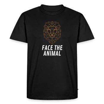 Affrontez le lion animal - T-shirt Premium bio Homme - noir - Devant - Nico (187cm)