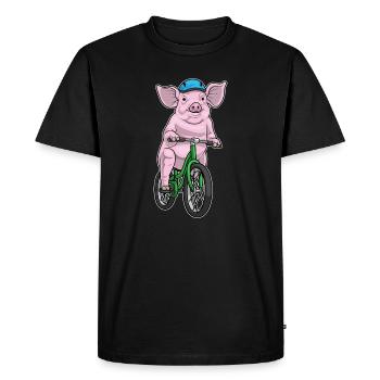 Pig Bicycle - Men's Premium Organic T-Shirt - black - Front - Nico (187cm)