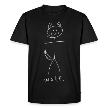 loup. (lignes blanches) (par Leni Riosa) - T-shirt Premium bio Homme - noir - Devant - Nico (187cm)