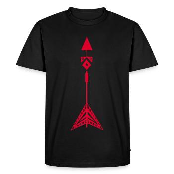Red symbol of a Native American arrow - Men's Premium Organic T-Shirt - black - Front - Nico (187cm)