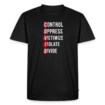 Covid Control SuppressIng Victimization Insulation - Men's Premium Organic T-Shirt - black - Front - Nico (187cm)