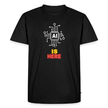 L’IA EST LÀ - T-shirt Premium bio Homme - noir - Devant - Nico (187cm)