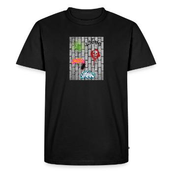 Unisex Premium T-shirt - Männer Premium Bio T-Shirt - Schwarz - Vorne - Nico (187cm)