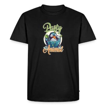 Party-Animal - penguin crashing your party - Men's Premium Organic T-Shirt - black - Front - Nico (187cm)