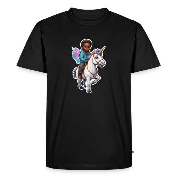 Idée cadeau Licorne garçon - T-shirt Premium bio Homme - noir - Devant - Nico (187cm)