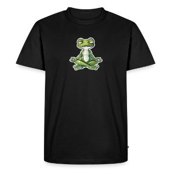 Meditierender Frosch findet inneren Frieden - Männer Premium Bio T-Shirt - Schwarz - Vorne - Nico (187cm)