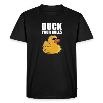 Funny Duckling Cool Rubber Duck Your Rules - Men's Premium Organic T-Shirt - black - Front - Nico (187cm)