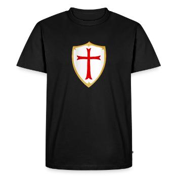 Kreuzritter Schild - Männer Premium Bio T-Shirt - Schwarz - Vorne - Nico (187cm)