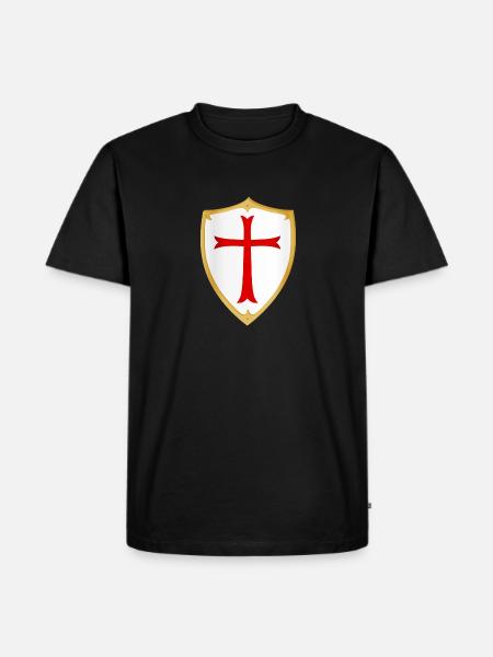 Kreuzritter Schild - Männer Premium Bio T-Shirt - Schwarz