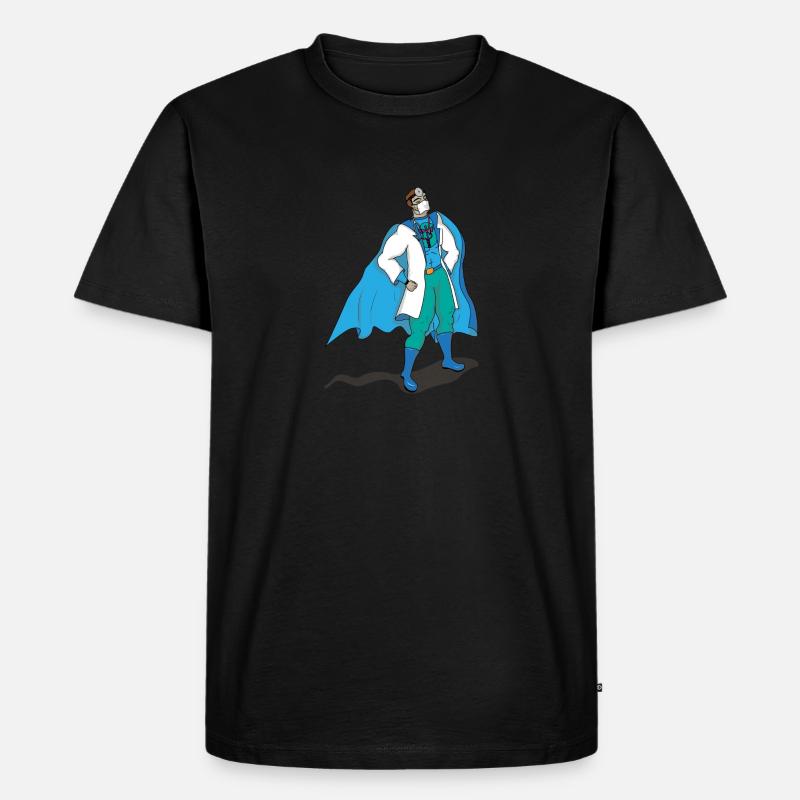 Arzt Doktor Doc Superheld - Männer Premium Bio T-Shirt - Schwarz