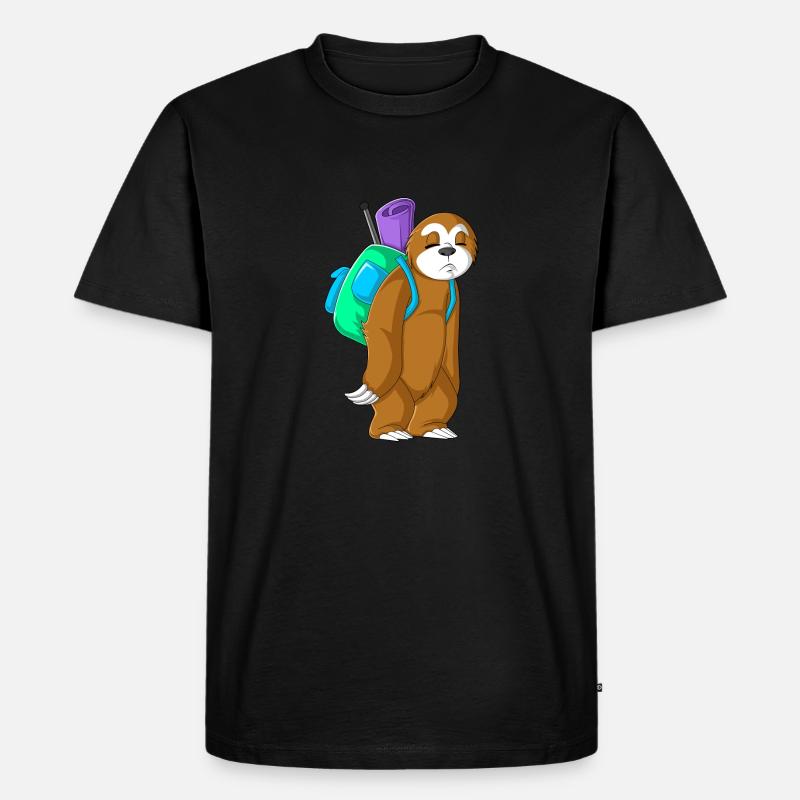 Faultier-Camping - Männer Premium Bio T-Shirt - Schwarz