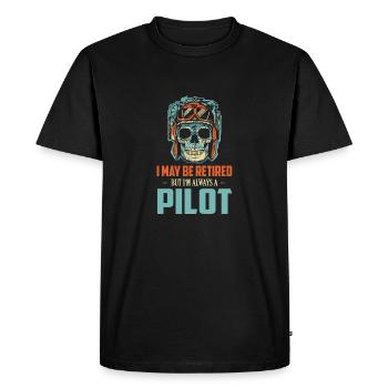 Je suis peut-être à la retraite, mais je suis toujours pilote de compagnie aérienne Av - T-shirt Premium bio Homme - noir - Devant - Nico (187cm)