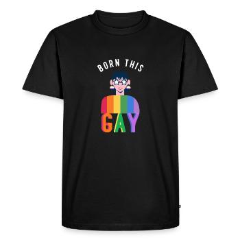 Né ce gay! Design LGBTQ+! Gang queer! - T-shirt Premium bio Homme - noir - Devant - Nico (187cm)