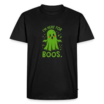 Spooky Cute Kawaii Ghost Design – Im Here For Boos - Men's Premium Organic T-Shirt - black - Front - Nico (187cm)