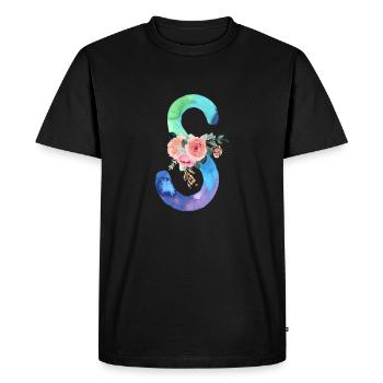 Lettre S watercolor - T-shirt Premium bio Homme - noir - Devant - Nico (187cm)