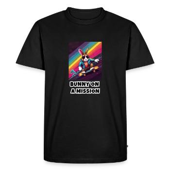 Bunny on a Mission - Men's Premium Organic T-Shirt - black - Front - Nico (187cm)