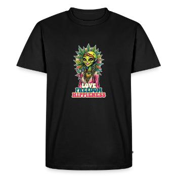 Cannabis Alien AMOUR LIBERTÉ HIPPIENESS 1 - T-shirt Premium bio Homme - noir - Devant - Nico (187cm)