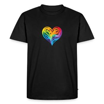 Cœur arc-en-ciel pour les supporters - T-shirt Premium bio Homme - noir - Devant - Nico (187cm)