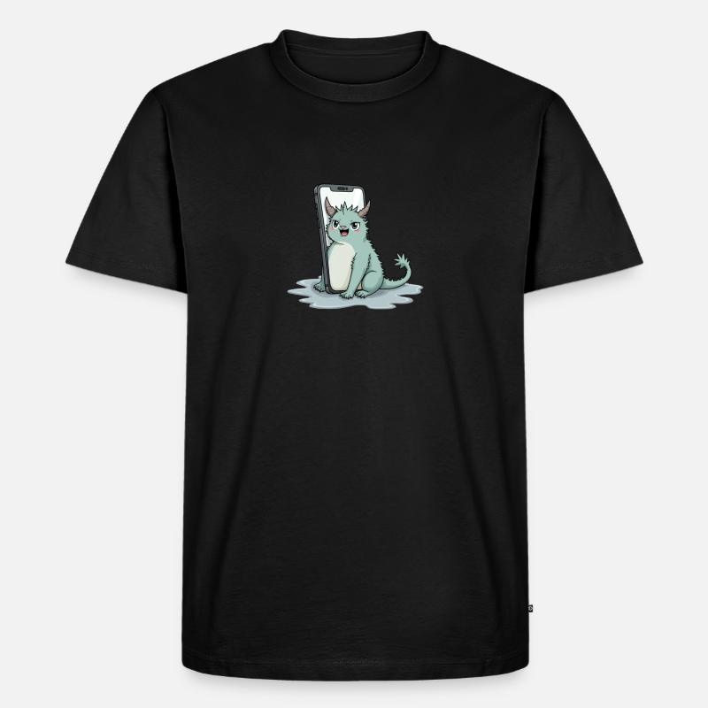 cute mythical creature fred on iPhone - Männer Premium Bio T-Shirt - Schwarz