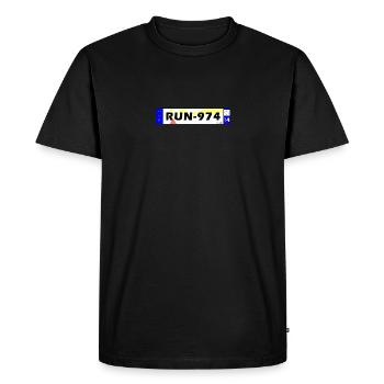 Plaque réunion par Fab-Run - T-shirt Premium bio Homme - noir - Devant - Nico (187cm)