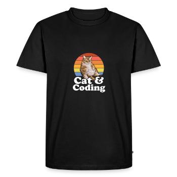 Cats And Coding Funny Coder Cat Lover Programming - Men's Premium Organic T-Shirt - black - Front - Nico (187cm)