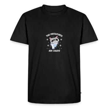 Snowboard Funny Meowtains Ski Lover Cat Mountain - Men's Premium Organic T-Shirt - black - Front - Nico (187cm)