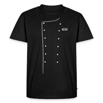 Kochjacke für den Fünf Sterne Grillchef (weiß) - Männer Premium Bio T-Shirt - Schwarz - Vorne - Nico (187cm)