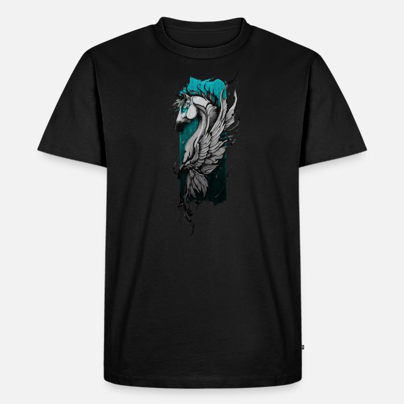 Himmlisches Ross: Geflügeltes Pferd schwebt - Männer Premium Bio T-Shirt - Schwarz