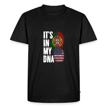 C’est dans mon ADN génial Portugais américain A - T-shirt Premium bio Homme - noir - Devant - Nico (187cm)