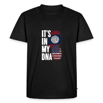 Drôle moitié laotien moitié américain empreinte digitale c’est - T-shirt Premium bio Homme - noir - Devant - Nico (187cm)