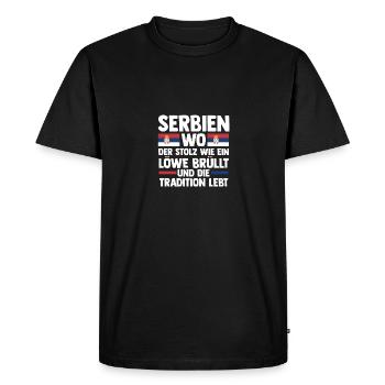 Serbe Serbe Serbie - T-shirt Premium bio Homme - noir - Devant - Nico (187cm)