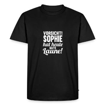 Prénom Sophie - T-shirt Premium bio Homme - noir - Devant - Nico (187cm)
