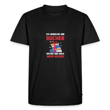 Père Noël Noël Livres de lecture - T-shirt Premium bio Homme - noir - Devant - Nico (187cm)